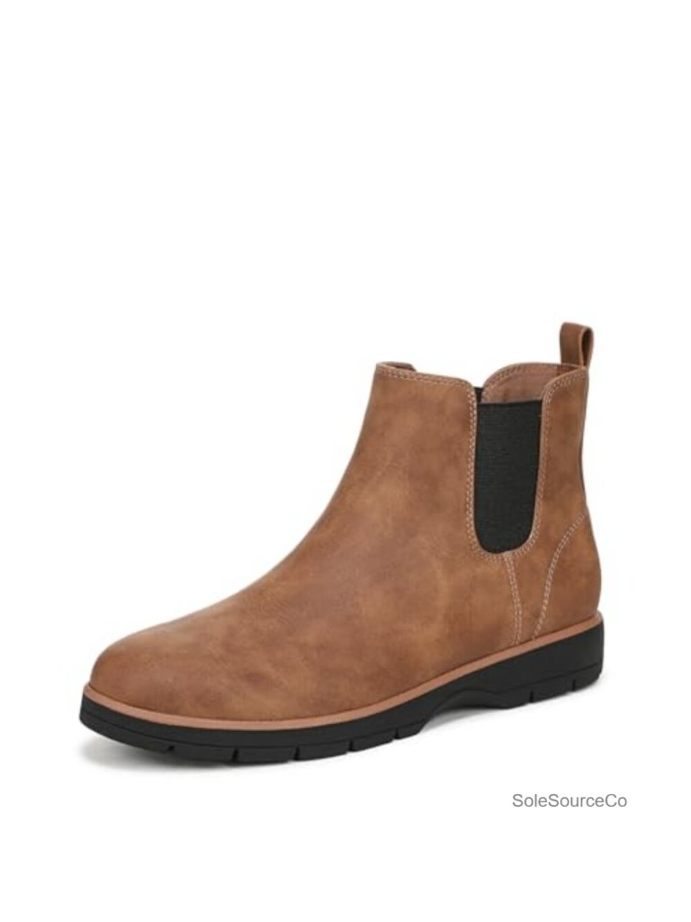 Faux Leather Chelsea Ankle Boots Slip On Pull Tab Lug Sole Women's Size